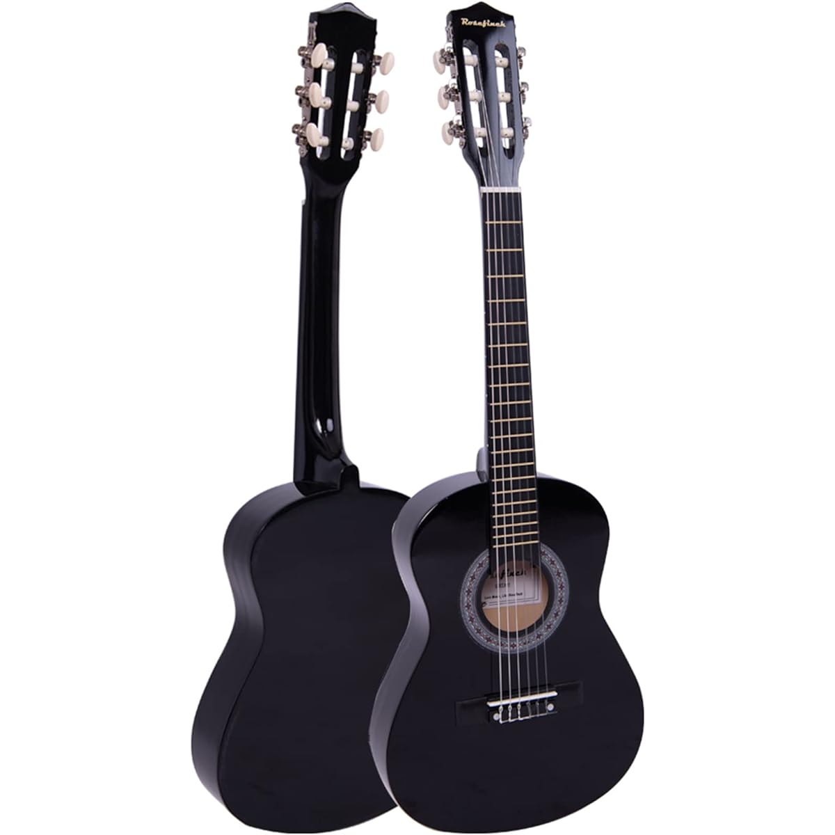 Classical Guitar 1/2 Size Acoustic Guitar 6 Nylon Strings Wooden Guitar Kit for Beginners Kids Students Adults with Bag Tuner Pick Strap String Wipe Cloth (30 Inch Black)