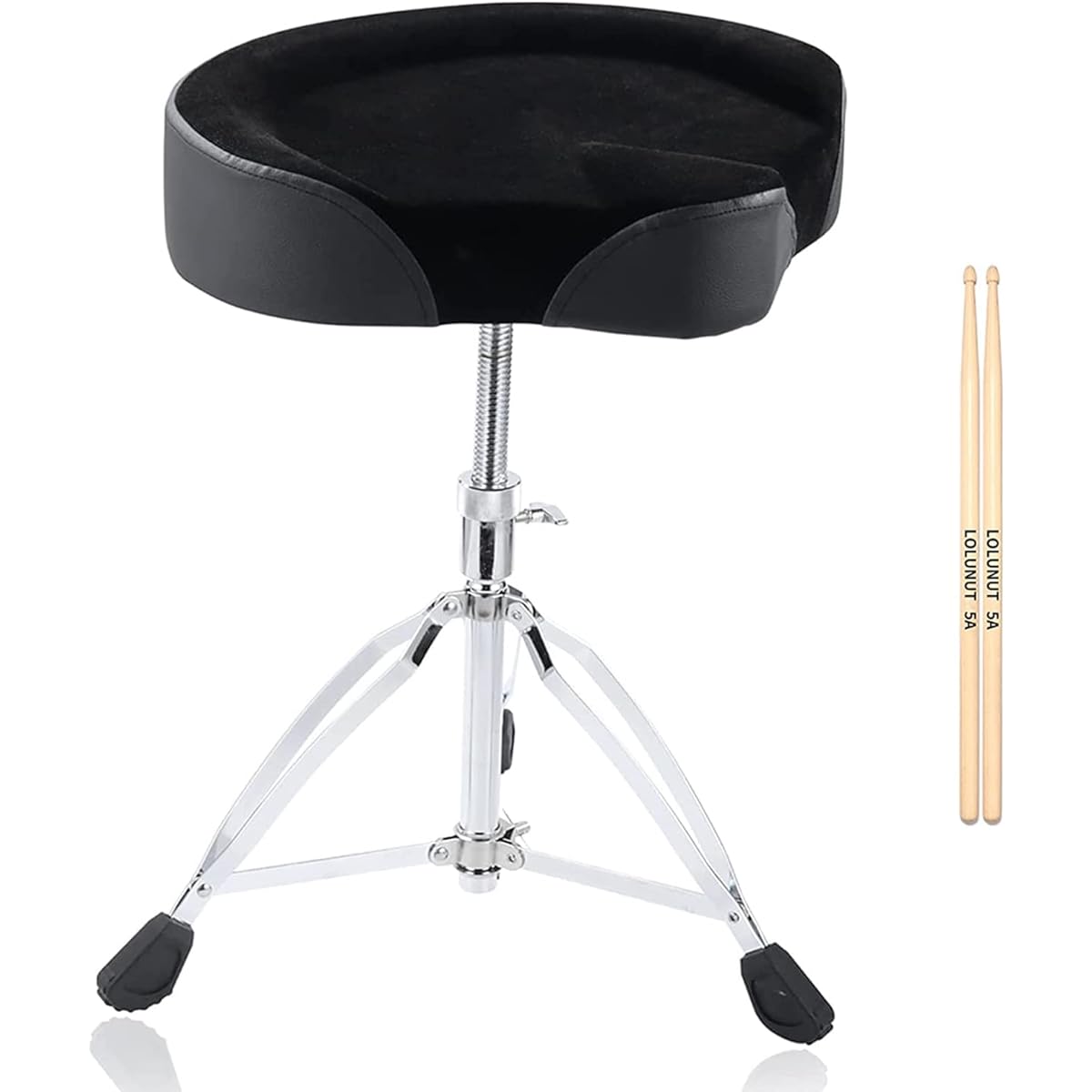 Drum Throne Drum Stool Height Adjustable Chair Heavy Duty Motorcycle Style Seat with 5A Drumsticks for Drummers