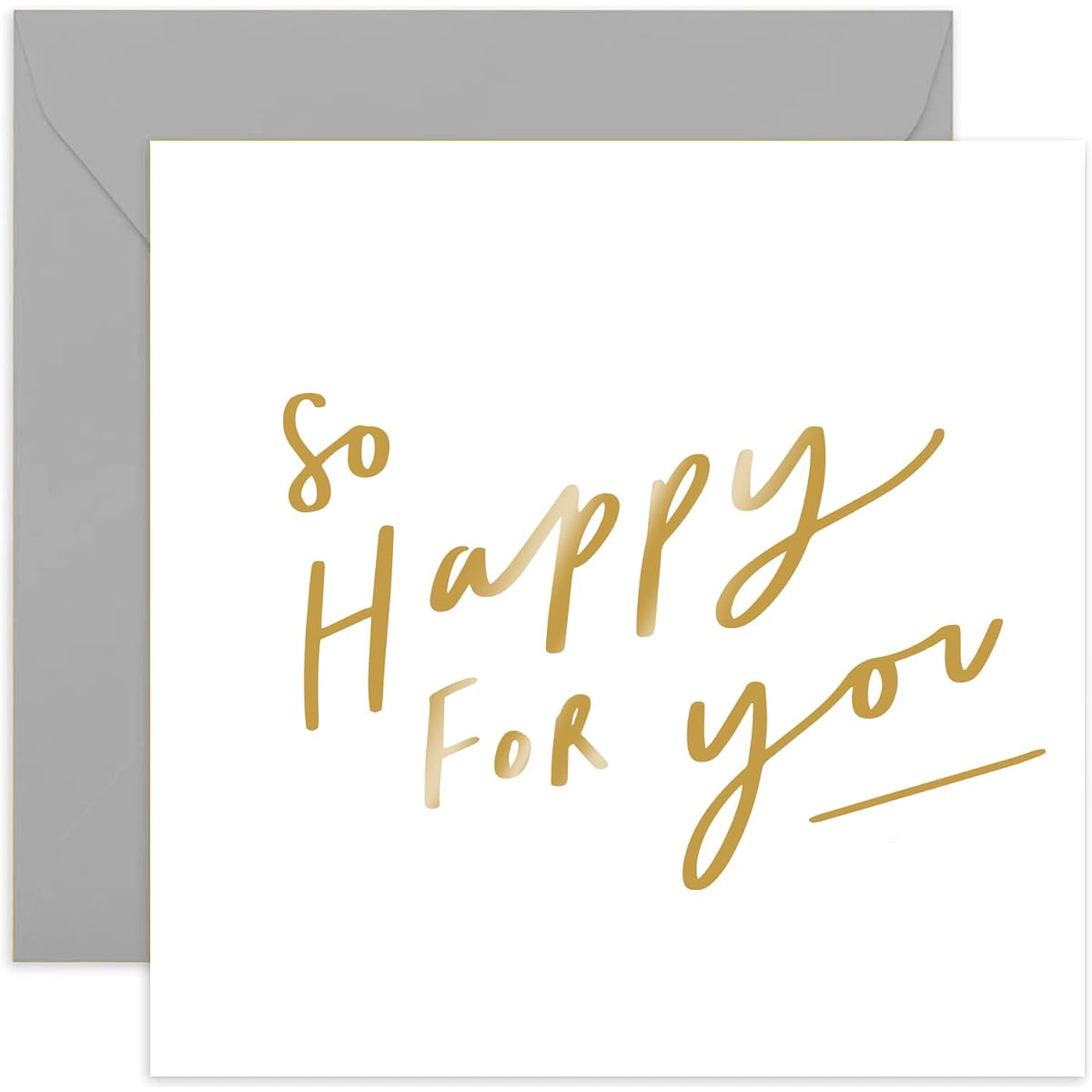 Old English Co. So Happy For You Card - Gold Foil Congratulations Card for Men and Women | New Home, Baby Announcement, Employment, Promotion, Exam Pass | Blank Inside & Envelope Included