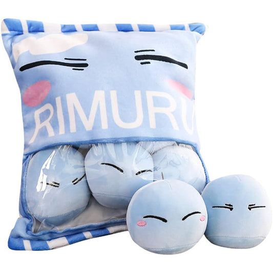 Anime "ThTime I Got Reincarnated as a Slime Tempest Rimuru" Removable Fluffy Animal Plush Dolls Removable Plush Pillows 6 Cute Dolls Inside (Blue)