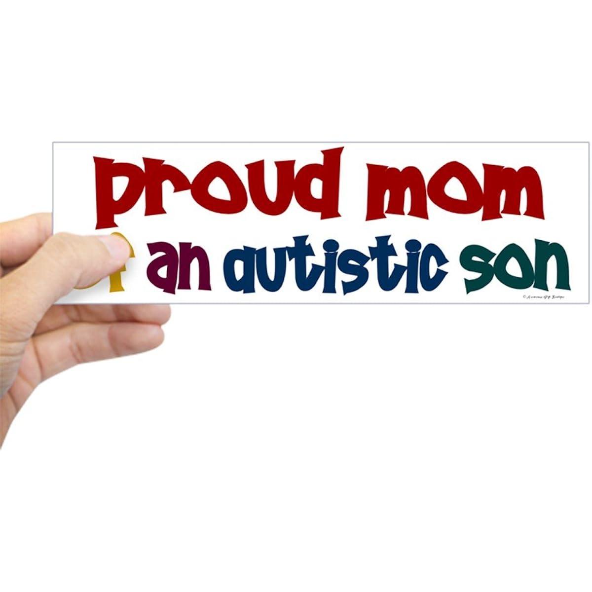 CafePress - Proud Mom with High Functioning Autistic Son 2 Bumper Sticker - 10"x3" Rectangle Bumper Sticker Car Decal Sticker 017221132333332