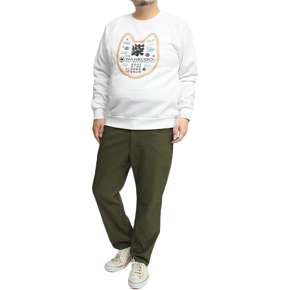 Wankodo Sweatshirt Men's Large Size Fleece Lining Shiba Inu Originated in Kyoto Yurukyara Wankodo Print Sweatshirt