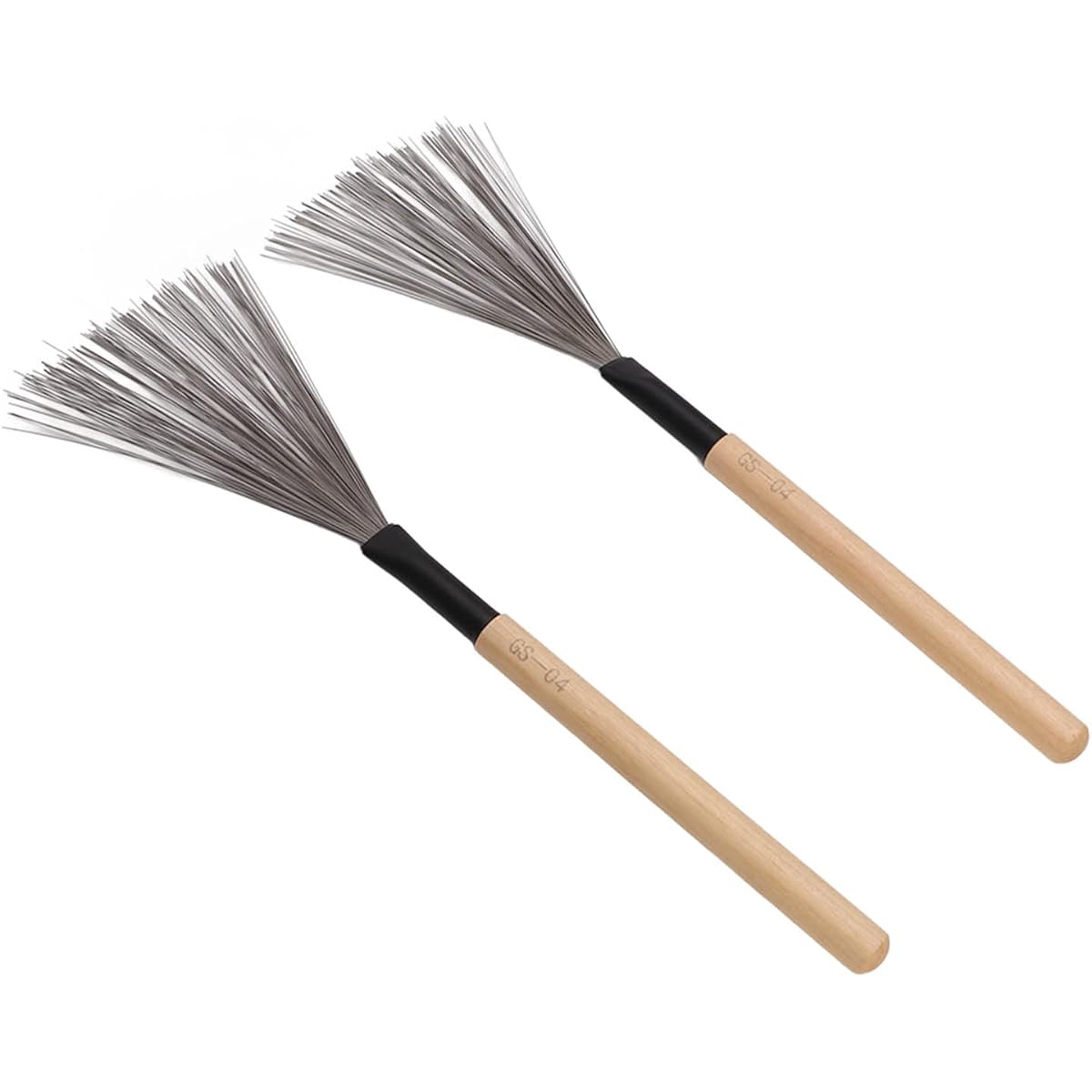 Drum Brush Steel Wire Maple Wooden Handle Percussion Tool Kit with Portable Storage Bag 5 Colors (Wood Color)