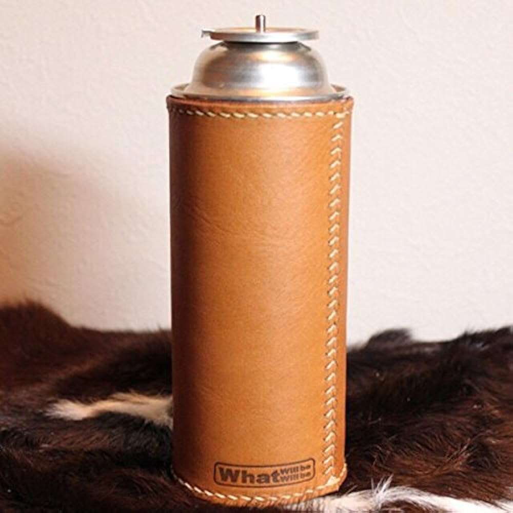 What will be will be Gas Cylinder Cassette Gas CB Can Handmade Genuine Leather Cover Cassette Cylinder Stylish Outdoor Camping Equipment Color (Camel) Stitching (Generation)