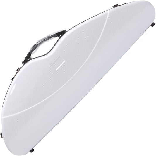 Violin Case 4/4 Full Size Mixed Carbon Fiber Violin Hard Case with Built-in Hygrometer and Password Lock Portable Carrying,White-3/4