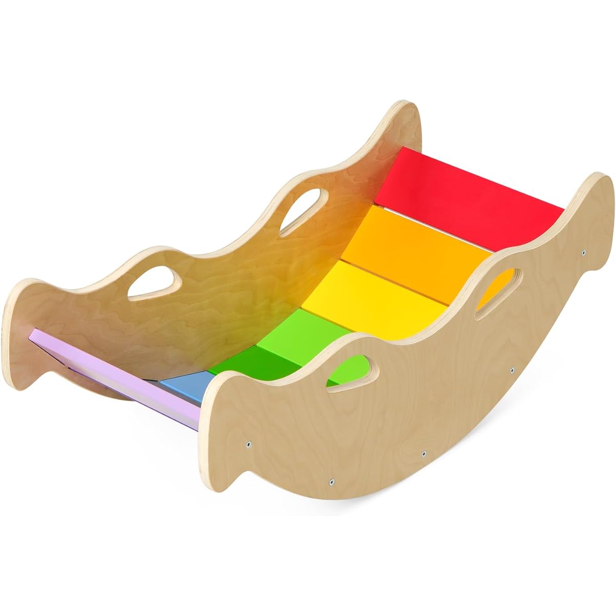 Woodenland Wooden Toddler Climbing Toys Baby Rocker Board Indoor Rocking Horse Toy Wobble Balance Board for Toddlers Ages 2-7