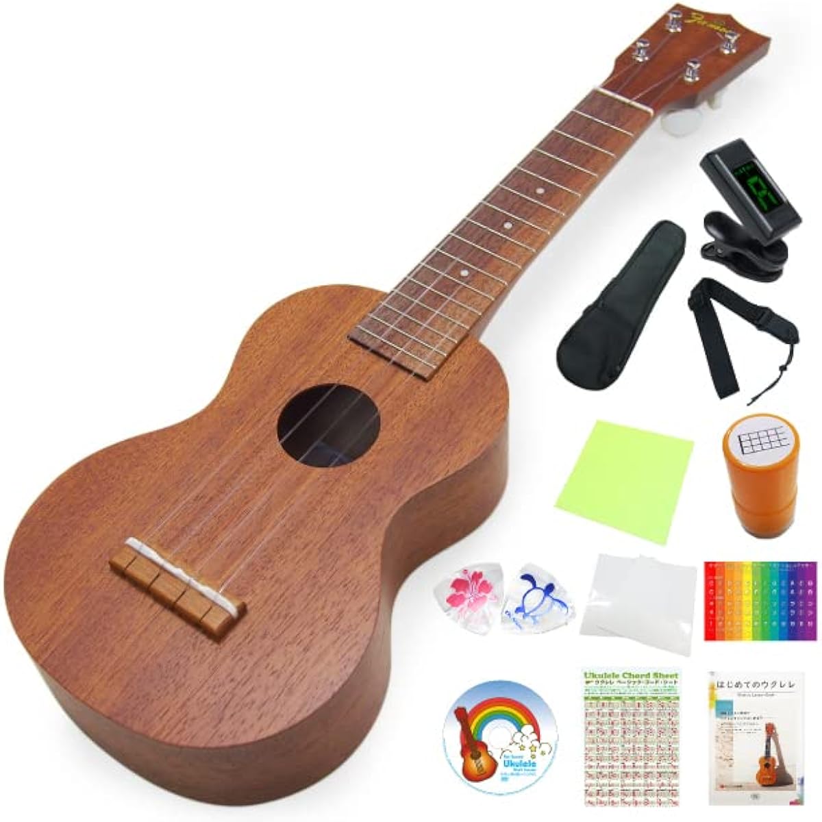 Famous Domestic Ukulele FS-1 Soprano Special 12 Piece Set Mahogany (Reliable Made in Japan) (Sweet Tone) (Friction Peg) (U)