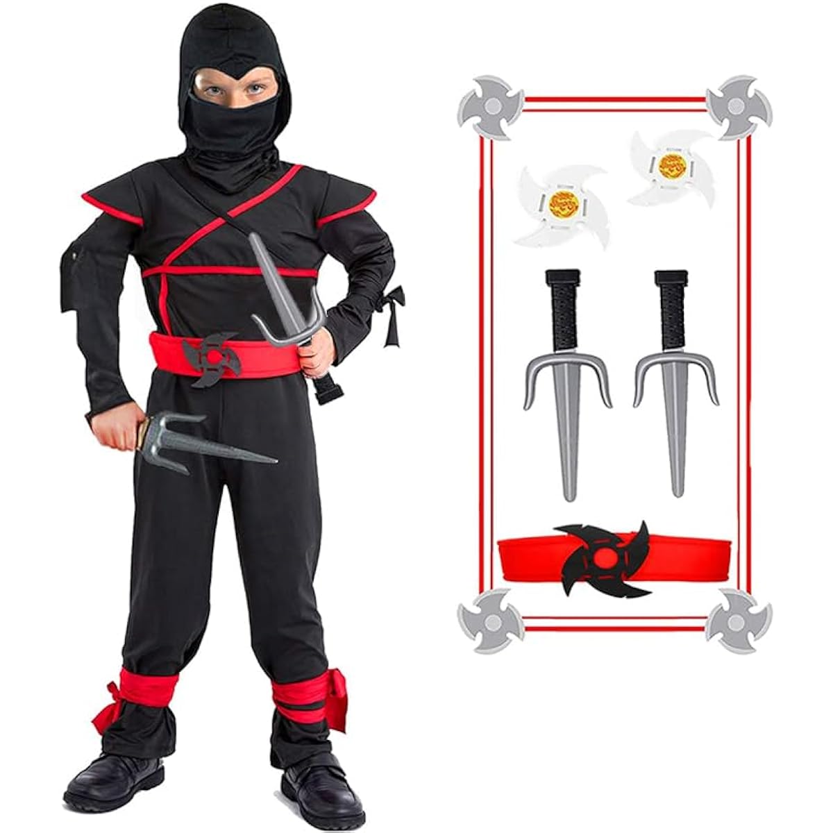 Ninja Costume for Kids, Halloween Ninja Accessories, Perfect for Dressing Up Boys