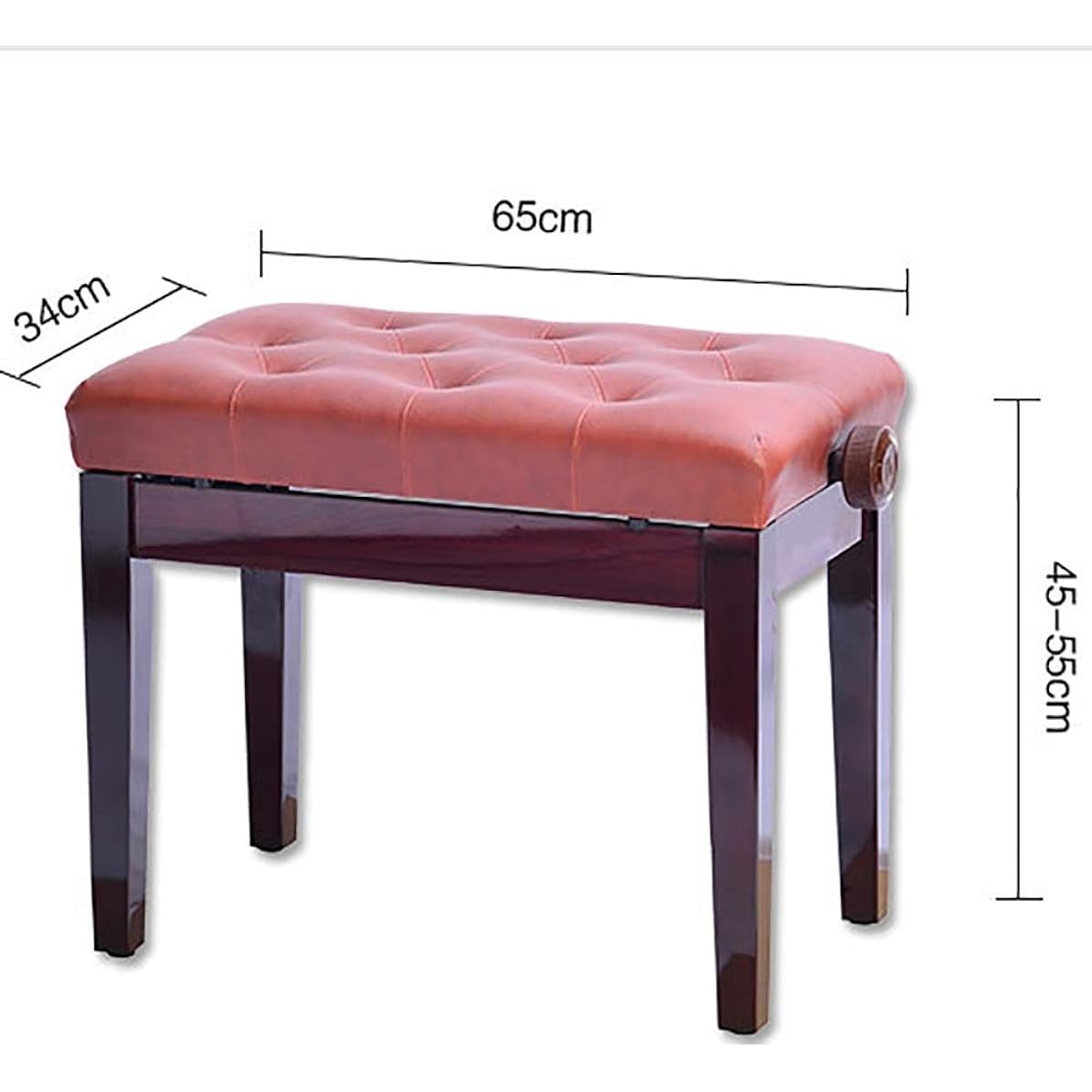 Piano Bench 5 Colors Available Single Lift Stool Adjustable Solid Wood Piano Stool Piano Chair (Color: White, Size: 65x34x45cm)