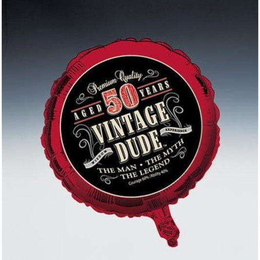 50th "Vintage Dude" Metallic Balloons 18" Pack of 10