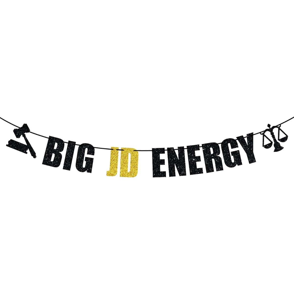 Big JD Energy Banner Case Closed / I Survived Law School Class of 2023 Law School Graduation Theme Party Decorations Supplies Black and Gold Glitter