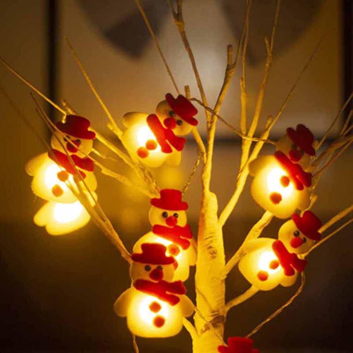 SNOMYRS Christmas Snowman Light String 20pcs LED 9.8ft Indoor Fairy Lights Battery Powered Perfect for Bedroom Christmas Tree/Holiday Party Decoration (Warm White)