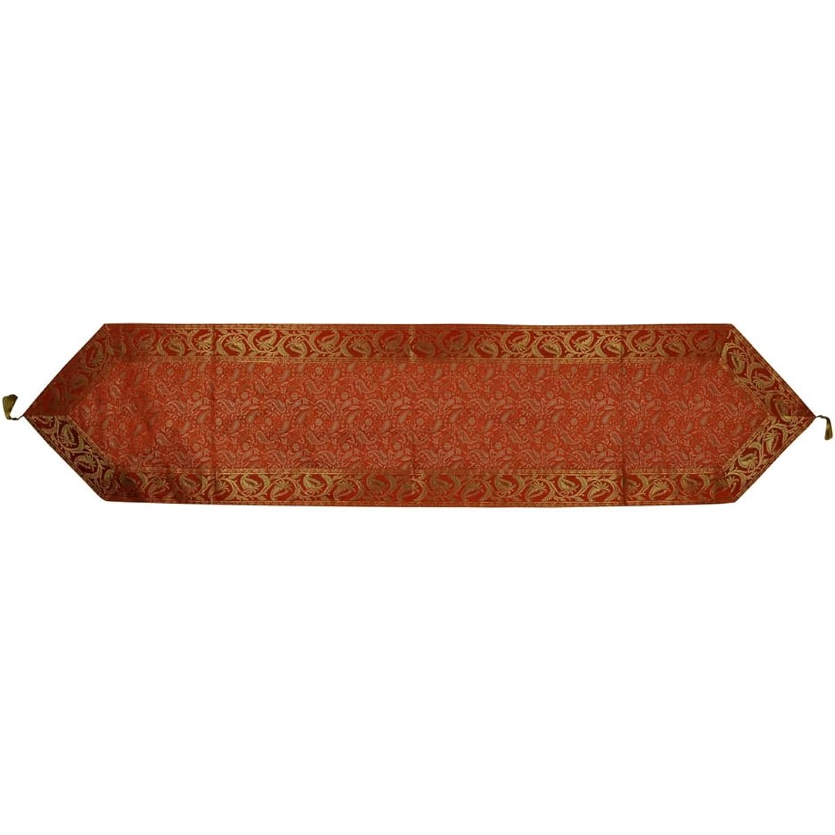 Lalhaveli Orange Wedding Table Decoration Indian Silk Table Runner 72 x 16 Inch
