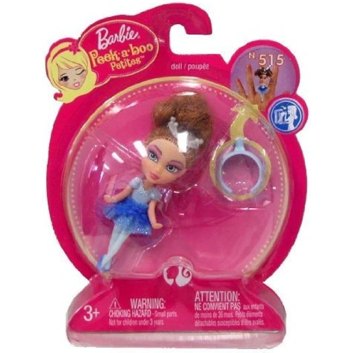 Barbie Peek a Boo Petites Ring Doll 515 Blue Ballerina Princess Manufactured in 2008