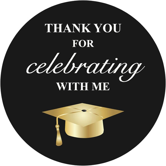 2 Inch 150 Sheets Graduation Thank You for Celebrating with Me Stickers Graduation Celebration Party Circle Commemorative Stickers