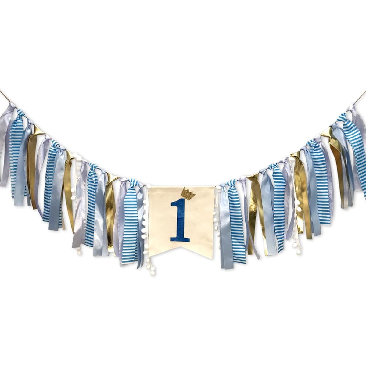 AULEGE 1st Birthday Banner for Baby, First Birthday, Highchair Banner, Party Theme Pull Flags for Baby, 1st Birthday Party Supplies, Navy Blue