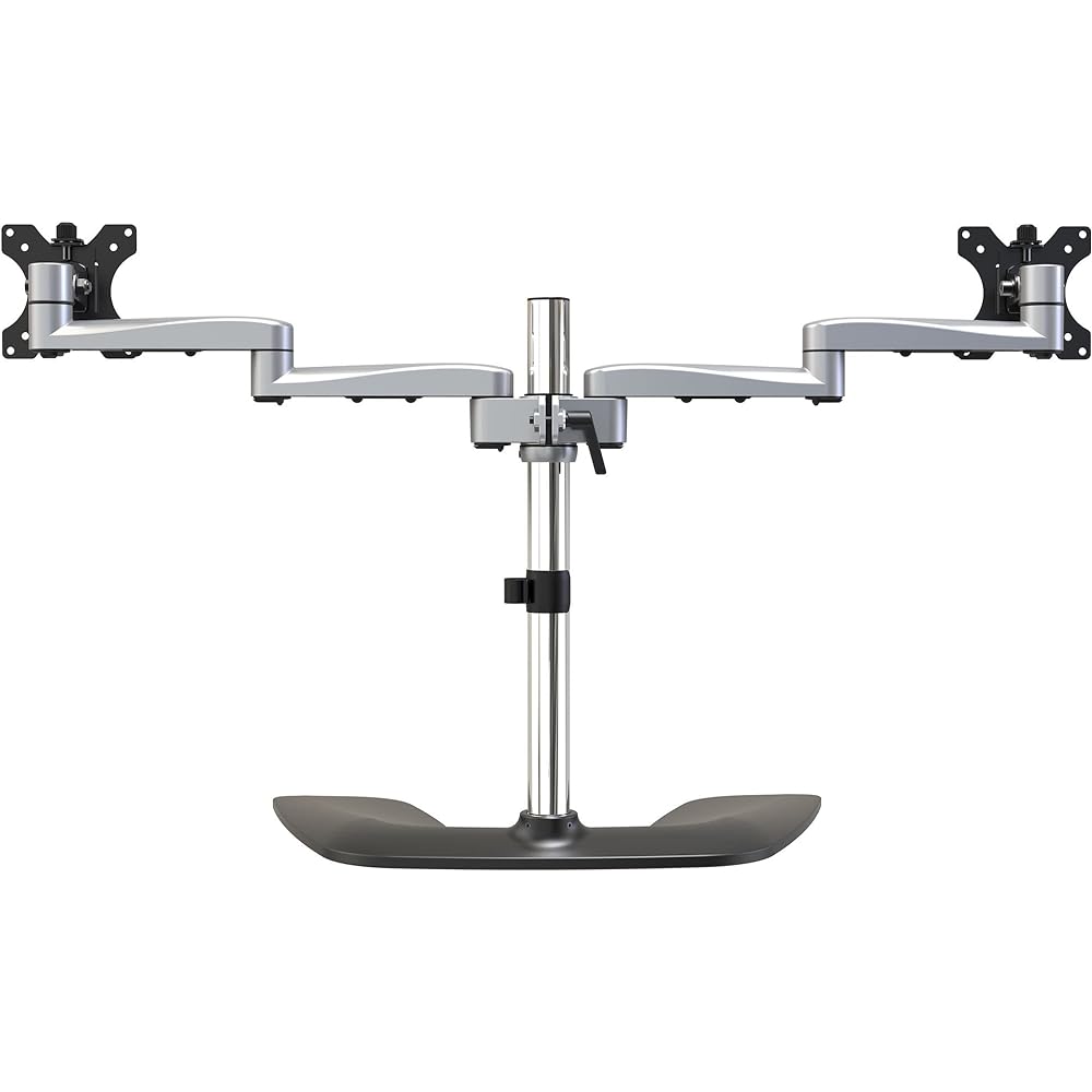 StarTech.com LCD Monitor Arm Stand, Articulated Arm for 2 Screens, VESA Stand for up to 32 inches, Adjustable Height on Post, Steel & Aluminum ARMDUALSS