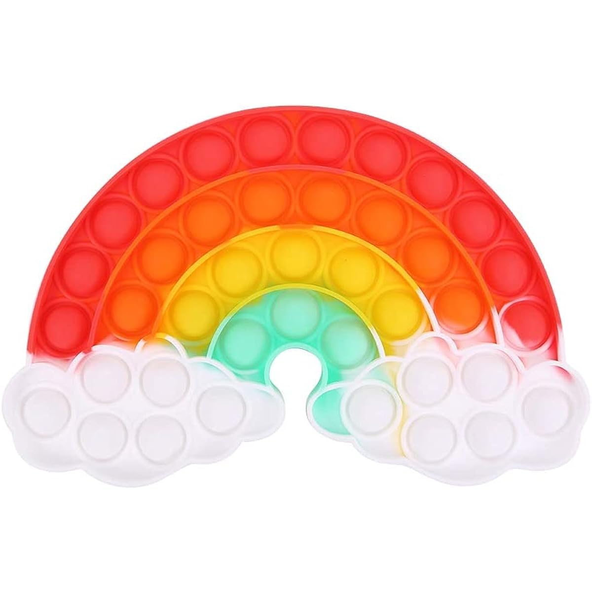 Push Bubble Popper Silicone Fidget Sensory Toy Stress Relief Cute Rainbow Pop It Fidget Squeeze Toys for Kids and Adults ADHD Autistic Children (Rainbow)