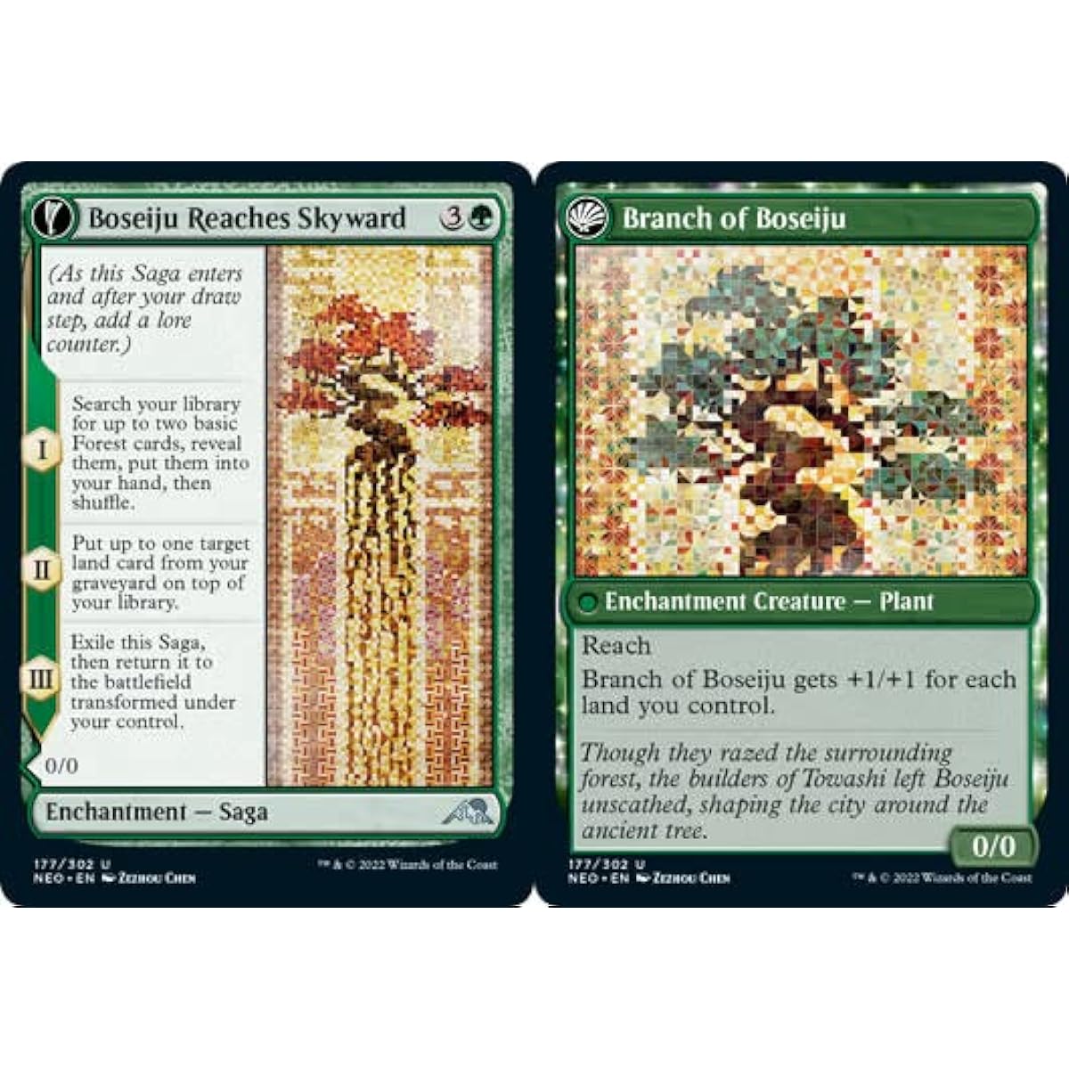 Magic: The Gathering - Bosage Reaches Skyward // Branches of Bosage (177) - Foil - Kamikawa: Neon Dynasty