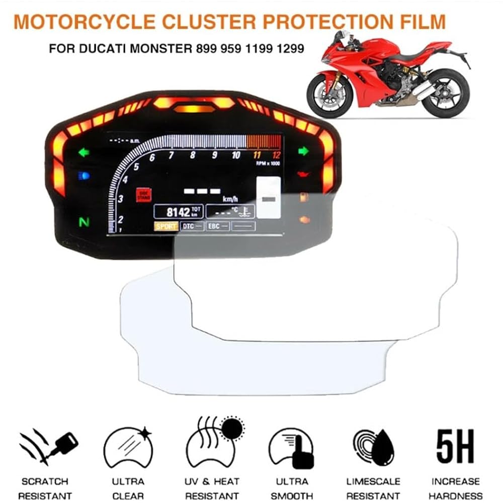 DEMUR Motorcycle Cluster Scratch Protection Film Screen Protector Ducati Panigale 959 899 1299 1199 Dashboard Screen Protector (Size : 5 PCS)