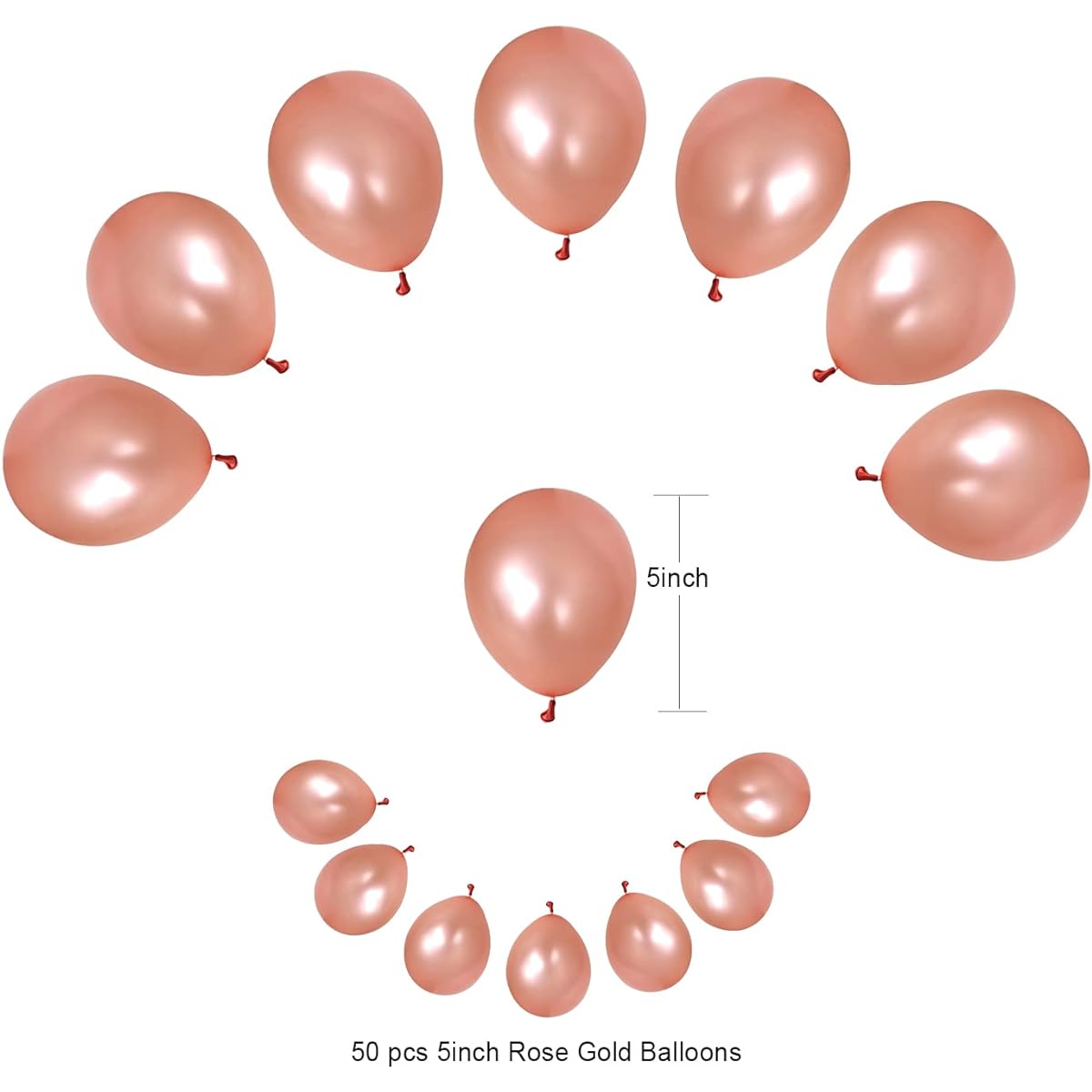 Gadeja 5" Rose Gold Balloons Kit, Balloon Party Supplies, Birthday Party Decorations, 50pcs
