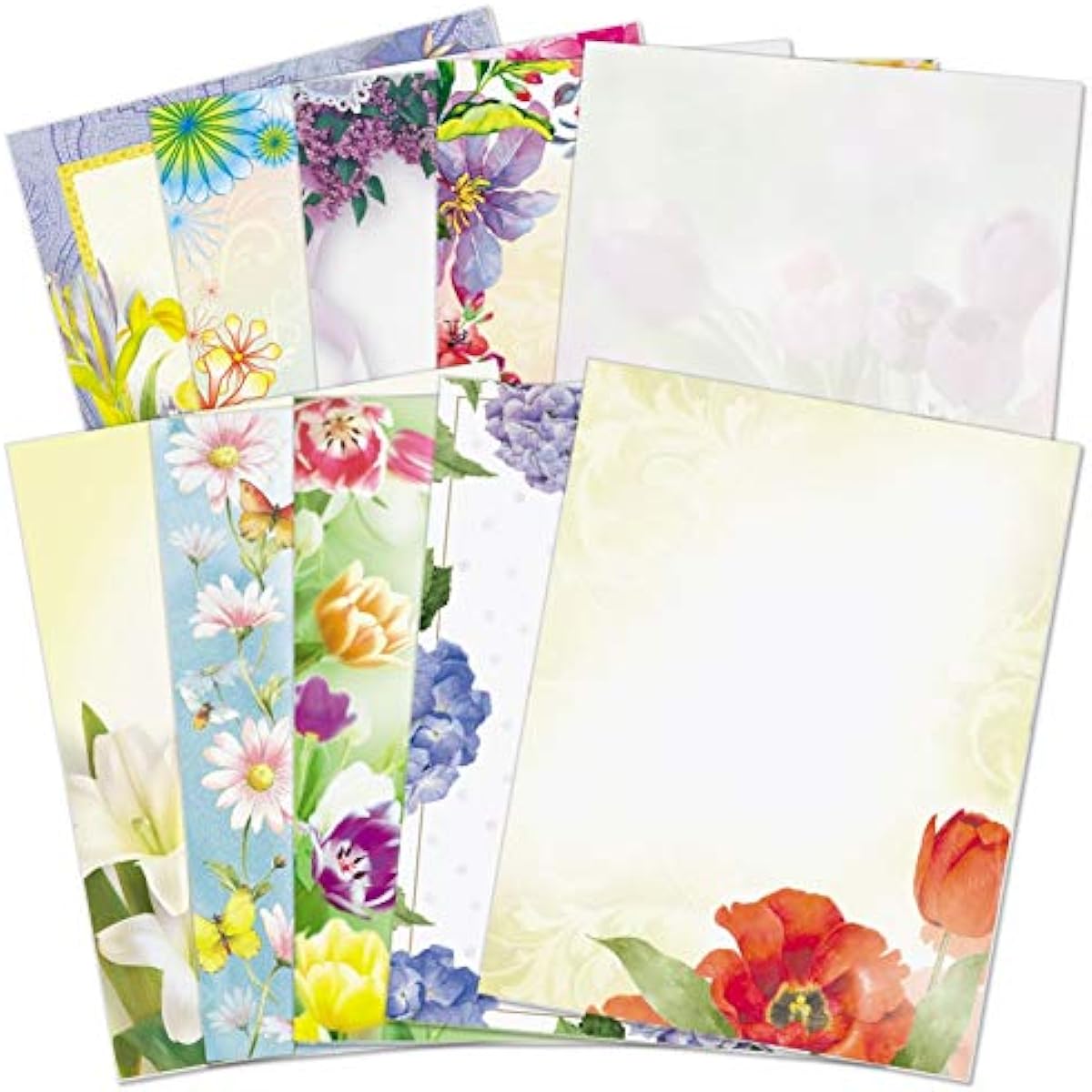 PaperDirect Floral Border Paper Variety Pack - 10 Designs, 100 Sheets