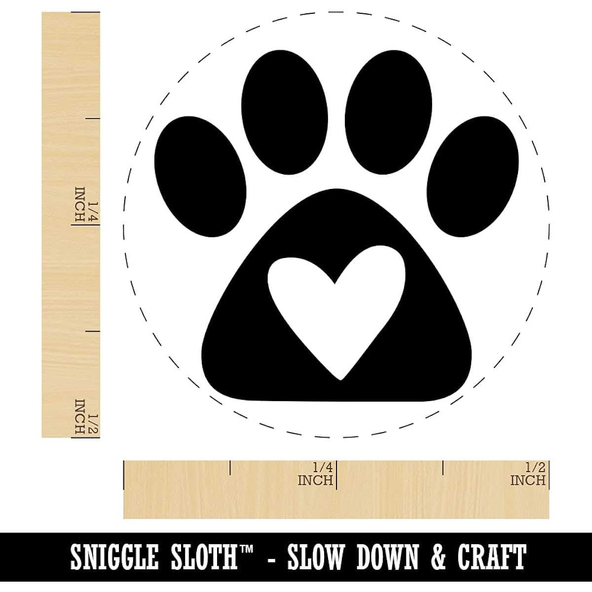 Paw Print Dog with Heart Self Inking Rubber Stamp for Stamping Stamps for Craft Planners - 1/2 Inch Mini - Sky Blue Ink