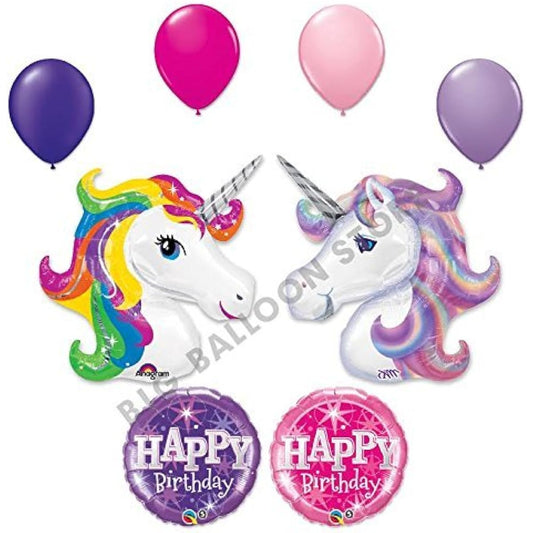 2 Unicorn 10pc Sparkle Birthday Party Balloon Bouquet