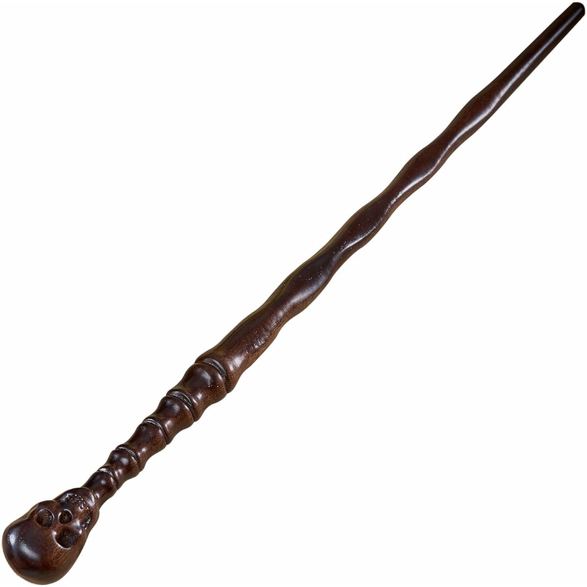 Handicraftviet Skull Wand - Handcrafted Real Wood Grain Wizard Magic Wand for Adults and Kids, 15 Inch, Great Halloween Gift