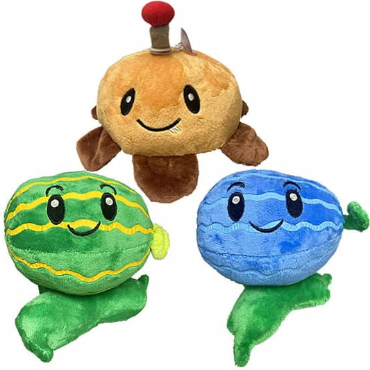 3 Pieces Plants VS Zombies Plush Plants Set Toy Potato Green Watermelon Ice Watermelon PVZ Figure Dolls Great Gift for Christmas, Birthday