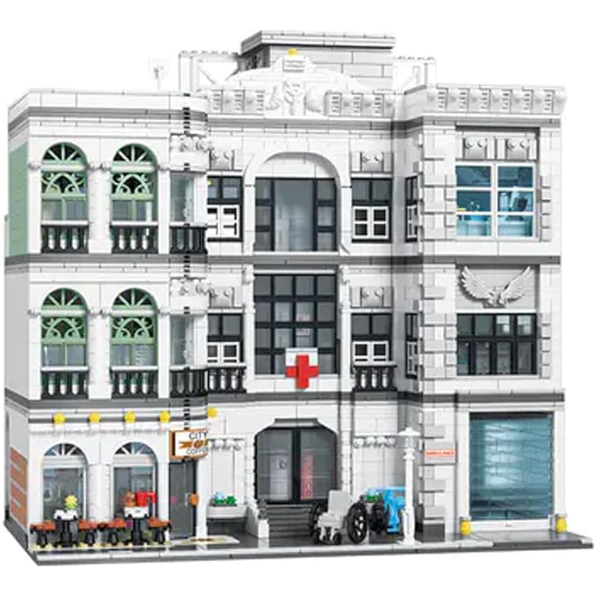 kowkis City Emergency Hospital Building Kit MOC Street View Architecture 3 Phase Modular Building Construction Set Idea Gift for Adults JX89135 (4953 Pieces)