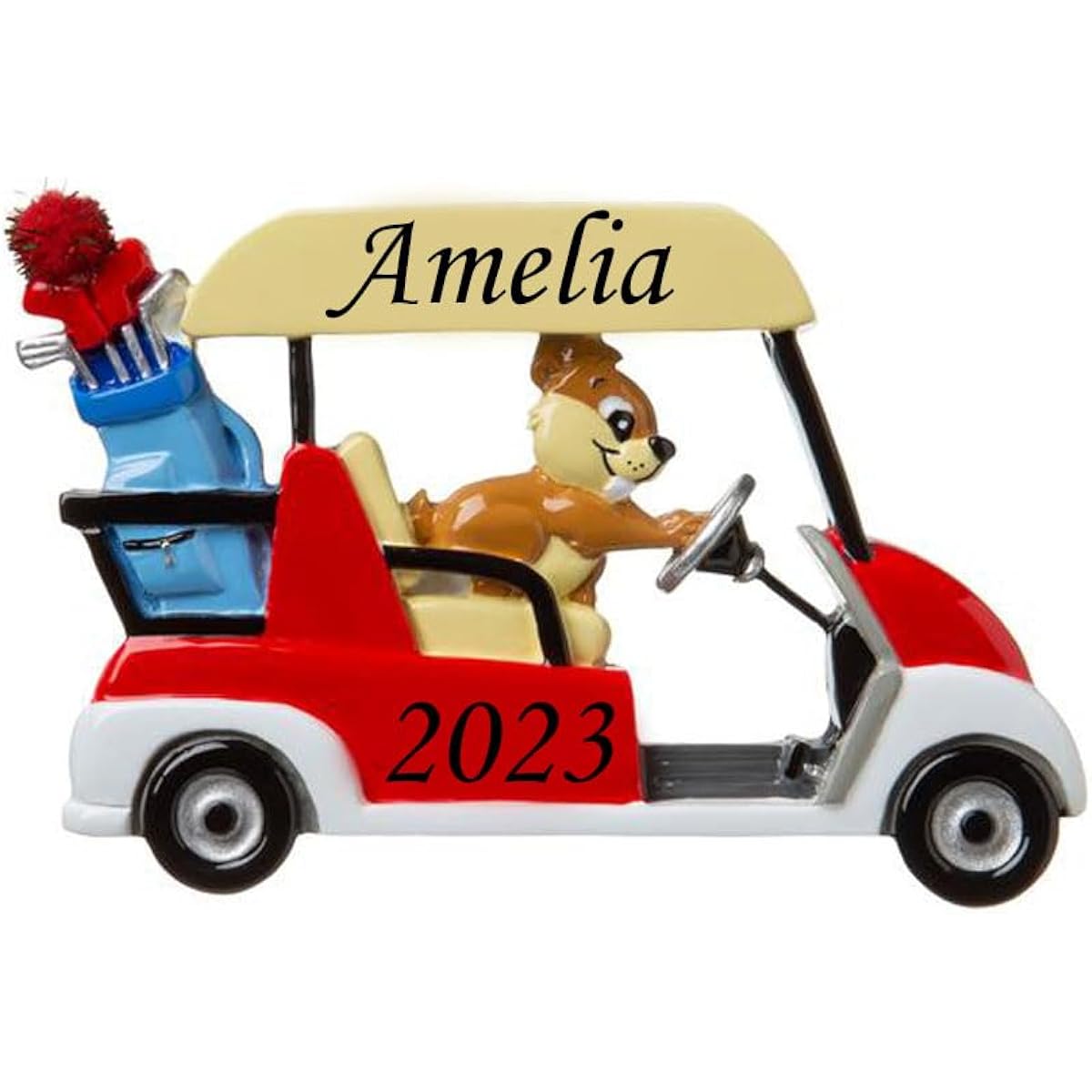 Personalized Squirrel Driving Golf Cart Funny Gag Gift Joke Christmas Ornament Christmas Tree Decorations Customizable with Name and Date
