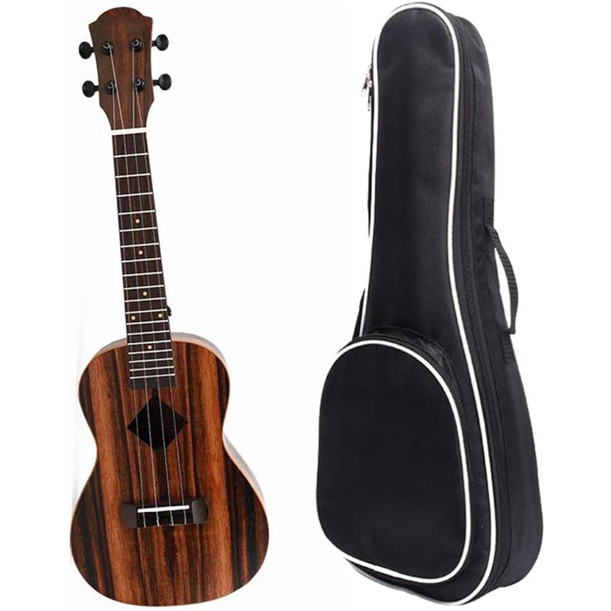 Ukulele 23 Inch Ebony Wood Carbon Strings Concert Ukulele Uke Hawaii Kids Small Guitar with Gig Bag Kids Adults Beginners Ukulele Sopra (Color: Wood, Size: 23 inches)