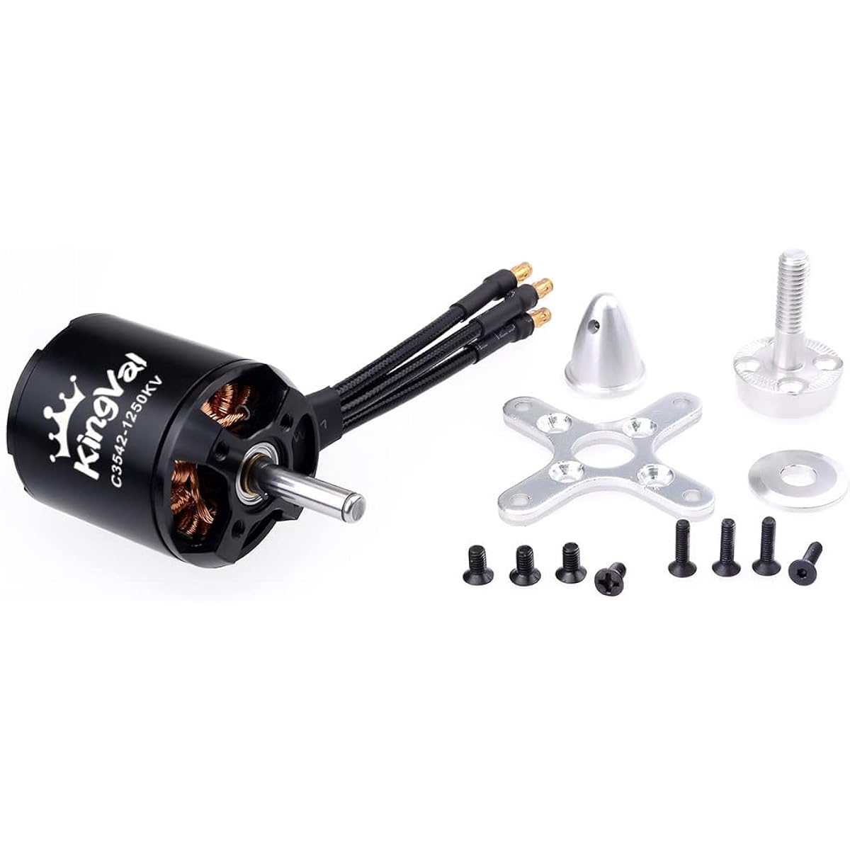 KingVal Replacement 3542 1250KV Brushless Motor with Screw Kit Compatible with RC Fixed Wing Plane Glider Aircraft