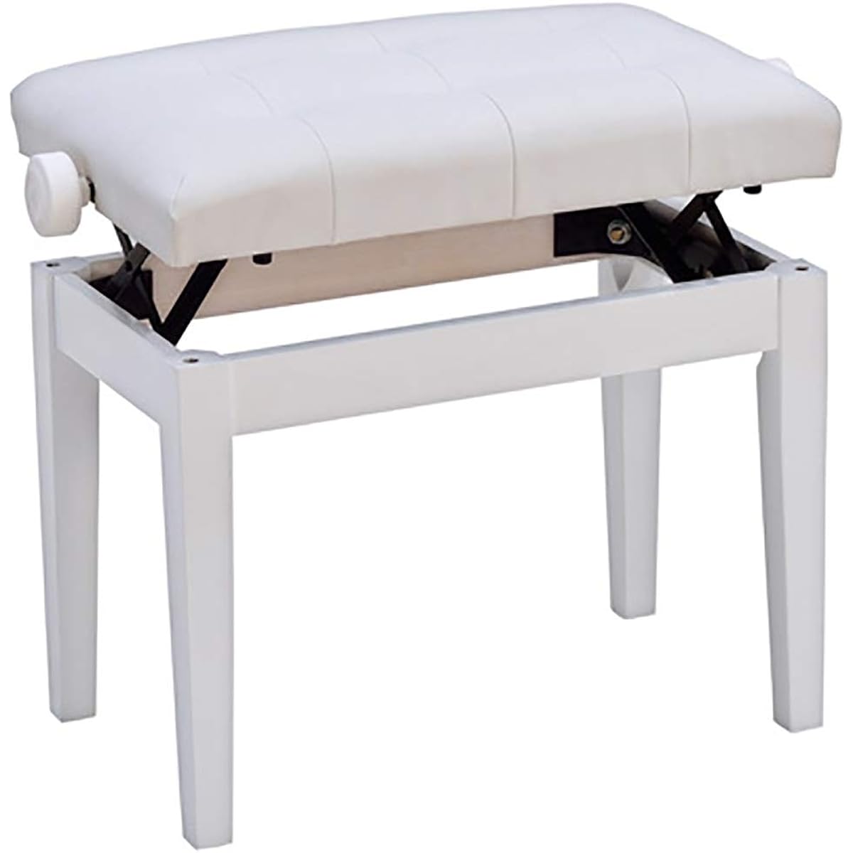 Piano Bench 5 Colors Available Single Lift Stool Adjustable Solid Wood Piano Stool Piano Chair (Color: White, Size: 65x34x45cm)