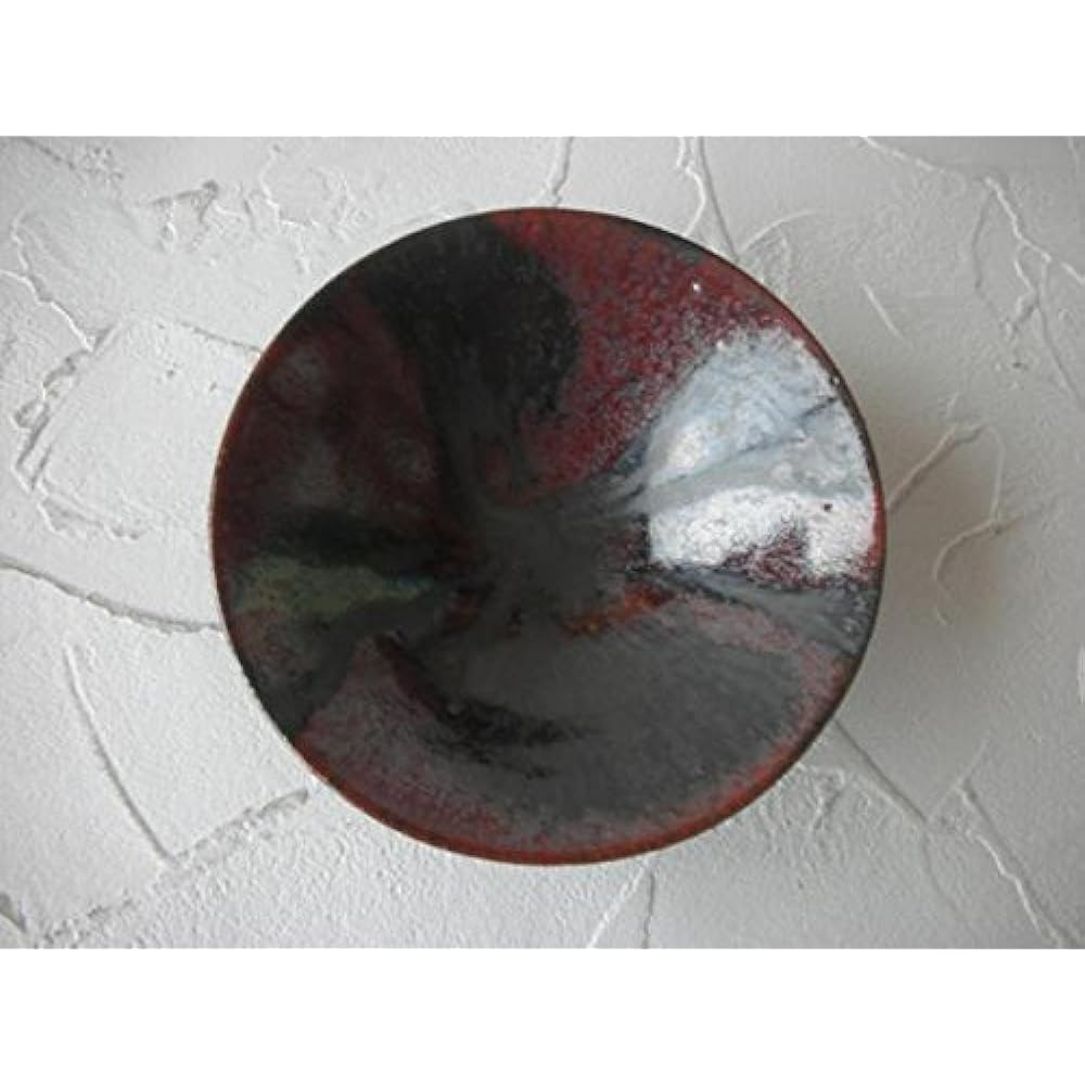[Tokian] Nakamura Tsuji Black persimmon glaze flat sake cup Kyoto ware wooden box gift Sakazuki cup Ginner