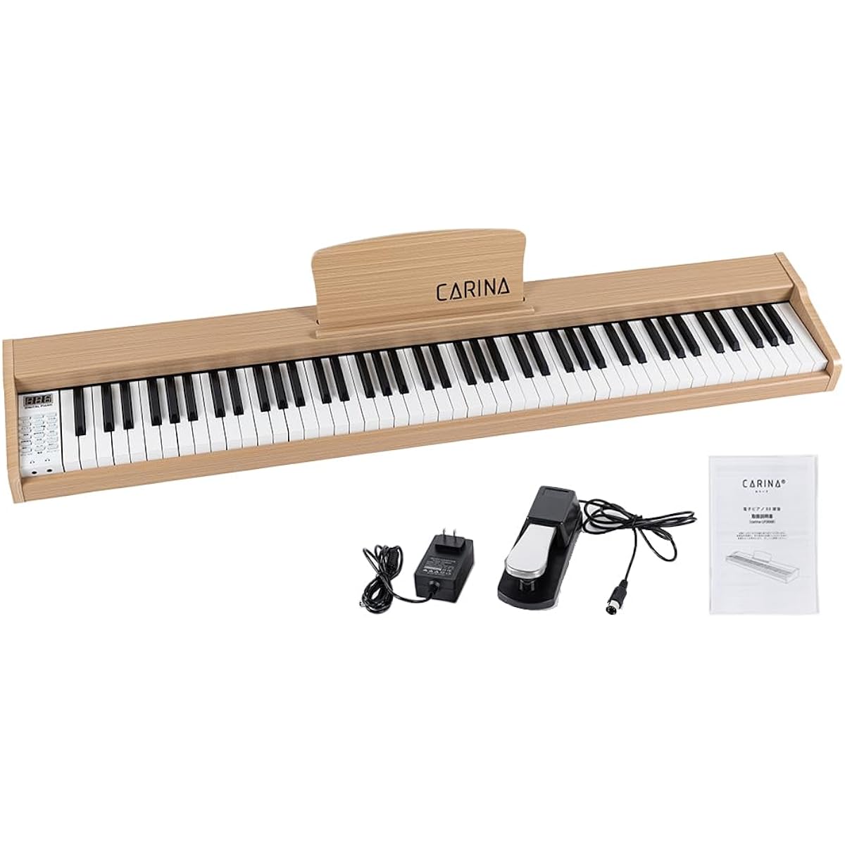 Carina Digital Piano 88 Keys Keyboard Wooden Design MIDI Compatible with Sustain Pedal (Oak Beige)