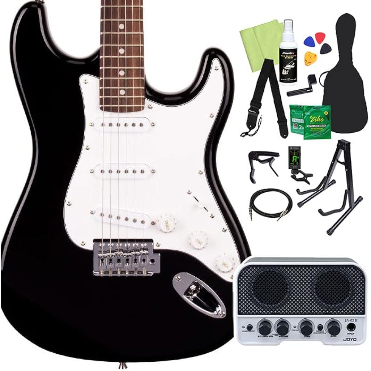SX ED1 Electric Guitar Beginner 14-piece Set [Includes Bluetooth Mini Amplifier] BK Stratocaster Type SX