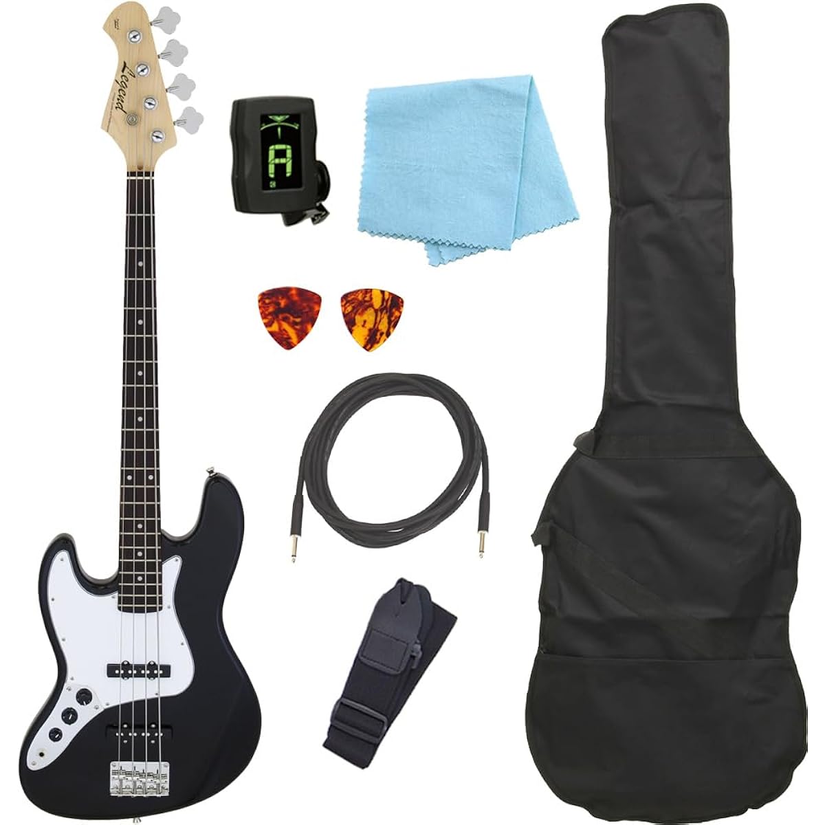 Bass for beginners, left-handed, Legend LJB-Z LH BK, Legend Jazz Bass type, 7-piece, Right Basic Set, Left-handed [98765]