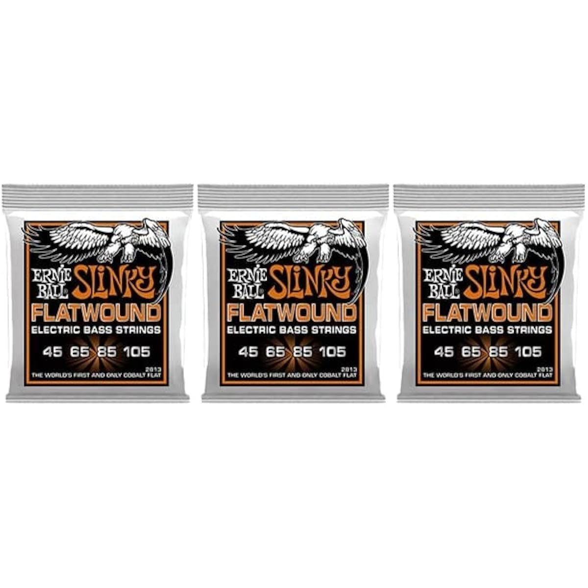 ERNIE BALL SLINKY FLATWOUND HYBRID 45-105 3-pack set of flatwound bass strings