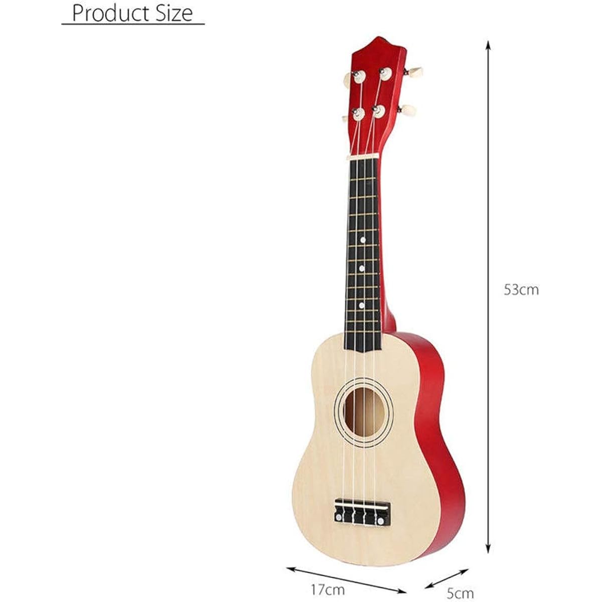 Classical Guitar Small Wooden Guitar with Tuner and 12 Frets 21 Inch Color Soprano Ukulele Uke Steel Guitar Easy to Learn and Play (Color : As shown, Size : 21inch)