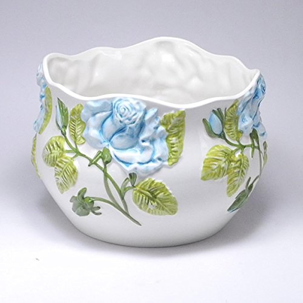 Made in Portugal Ceramic Flower Pot Blue Rose with Bottom Hole 22cm Can be planted directly pan-h234bl