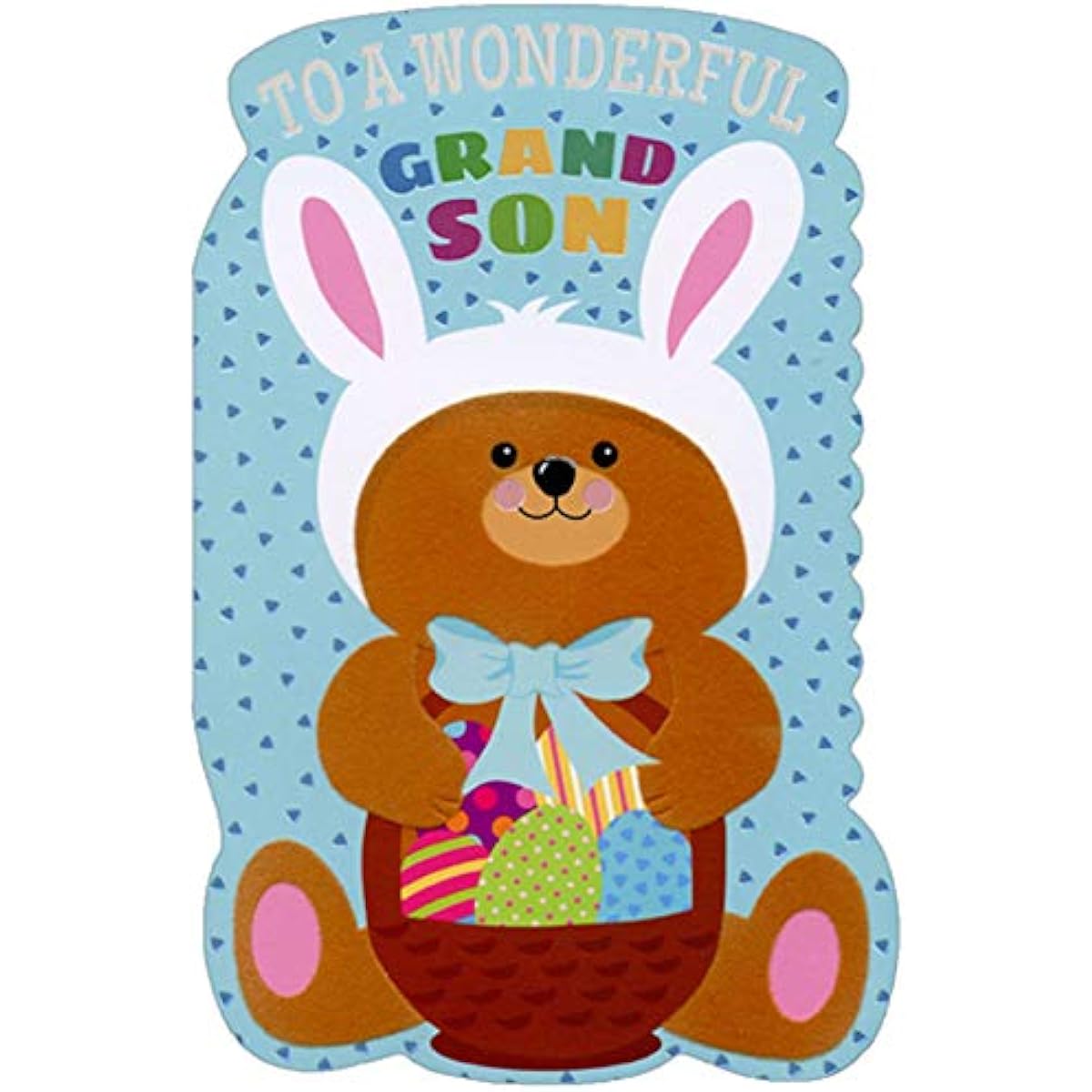 Pictura Fuzzy Teddy Bear Bunny Ears Easter Card for Grandchild