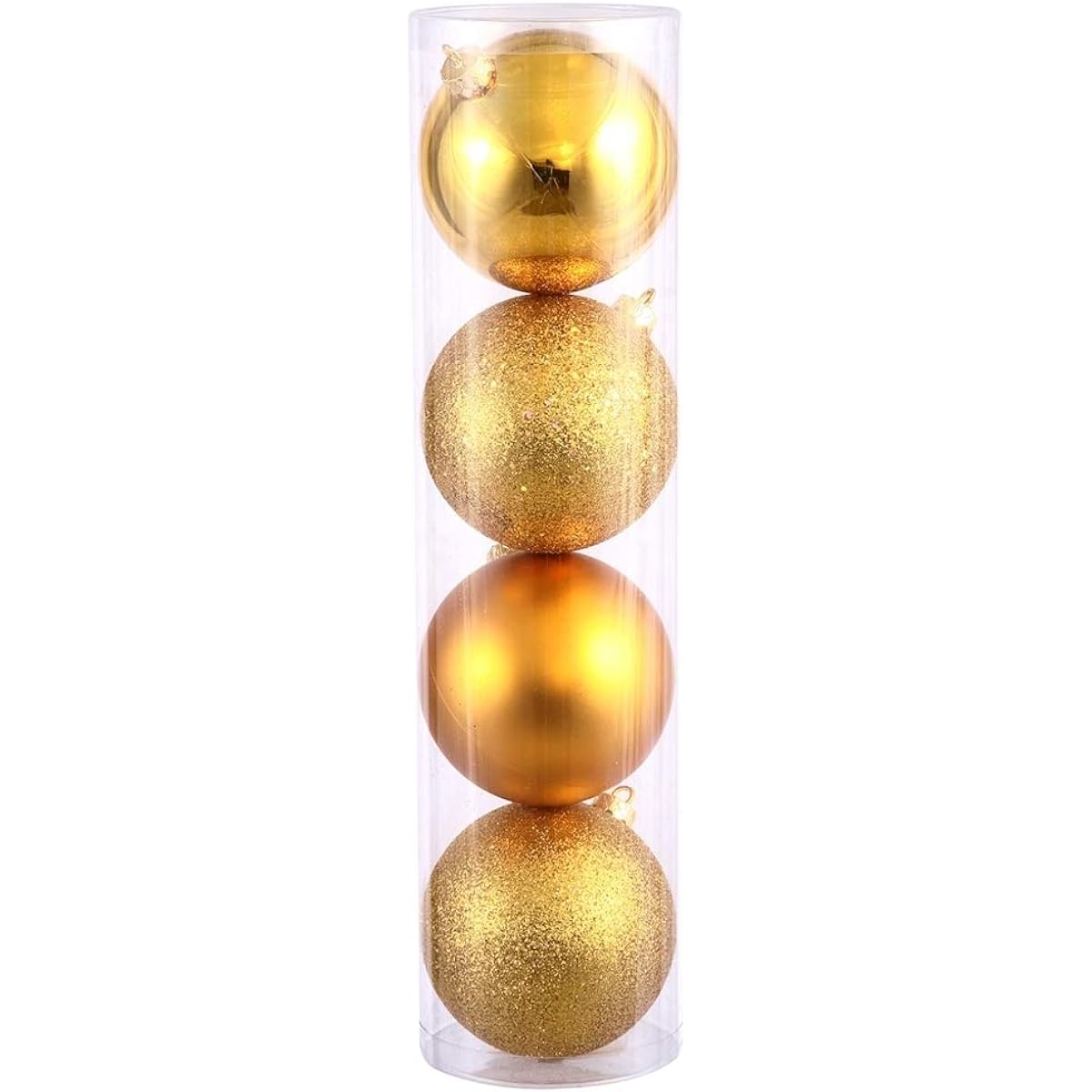Vickerman 352366 - 8" Antique Gold Matte Shiny Glitter Sequin Ball Christmas Tree Ornaments 4 Pack (N592030DA)