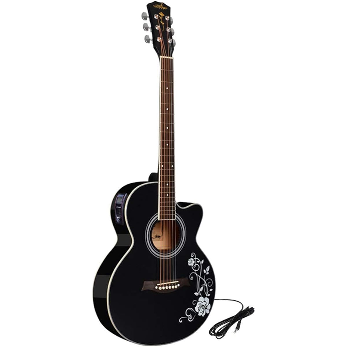 Beginner's Practice Guitar, Beginner's Folk Acoustic Guitar, Beginner's Guide to Wood Guitar, Elementary School Students, Adults, Beginner's Guitar (Color: Black, Size: A)