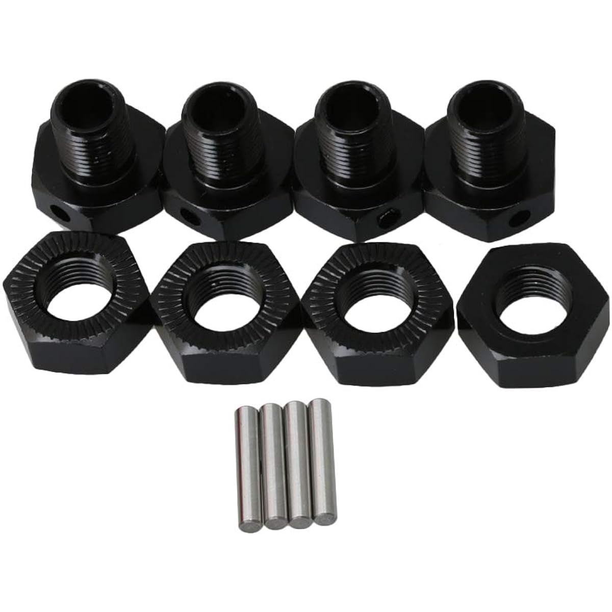BQLZR Black EA1015 Aluminum Alloy 17mm Wheel Hex Hub Mount Drive with Hex Pin JLB RC1:10 Golden Cheetah Large Footcar 4 Pack