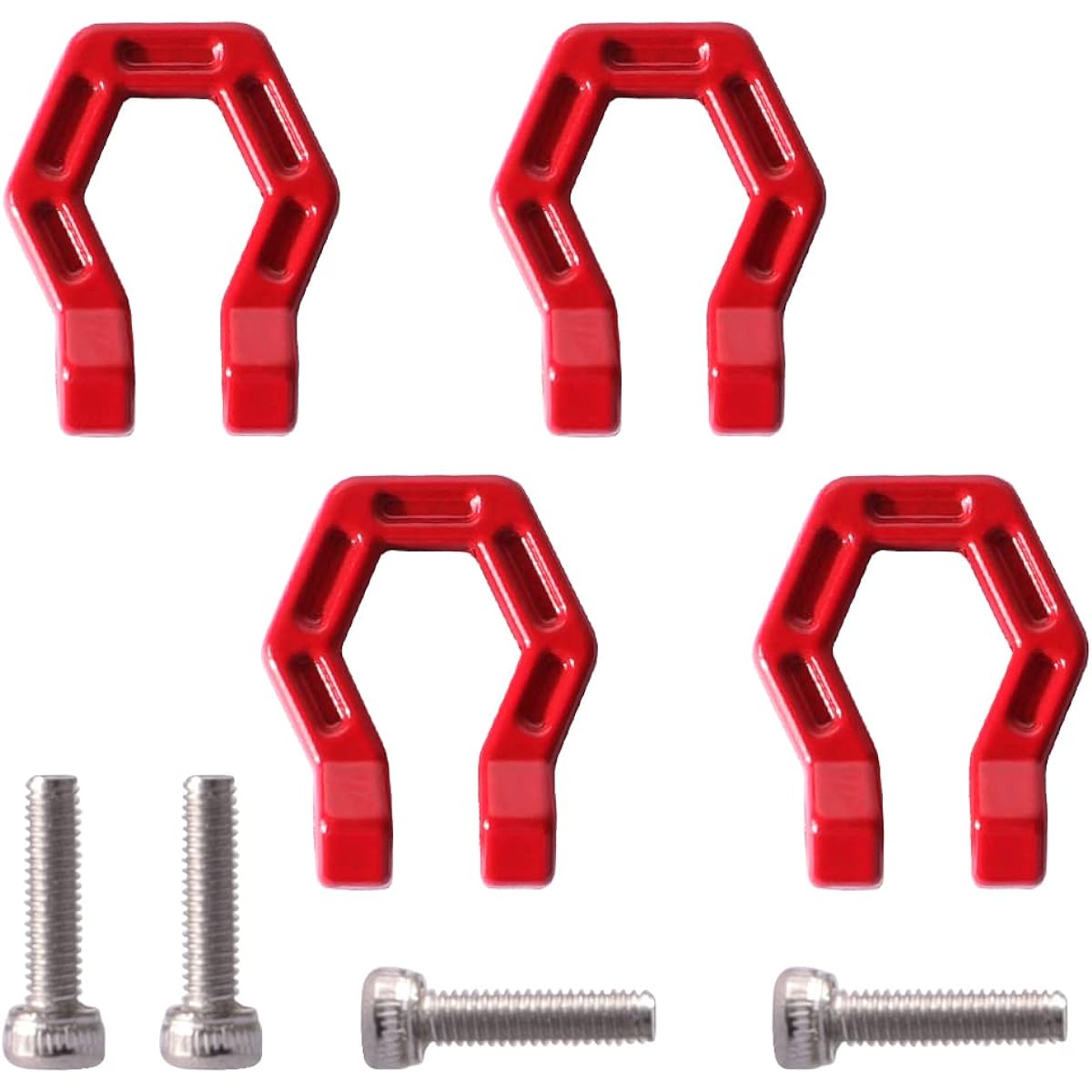 WEISHUJI RC Car Trailer Buckle, RC Lock Catch, RC Towing Hook Buckle for Axial SCX10 Tamiya CC01 D90 Traxxas 1/10 RC Climbing Crawler Car (4 Pack) Red