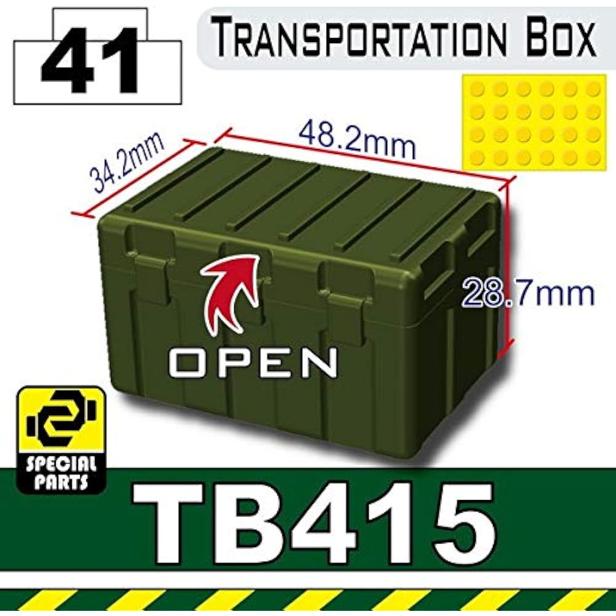 Tank Green TB415 Military Transit Box Compatible with Toy Brick Mini Figure