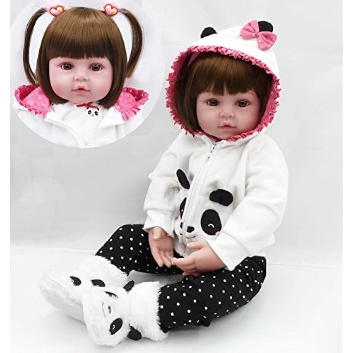 Pinky 24inch 61cm Lovely Reborn Baby Girl Doll Toddler Realistic Looking Baby Doll Vinyl Silicone Baby Christmas Gift