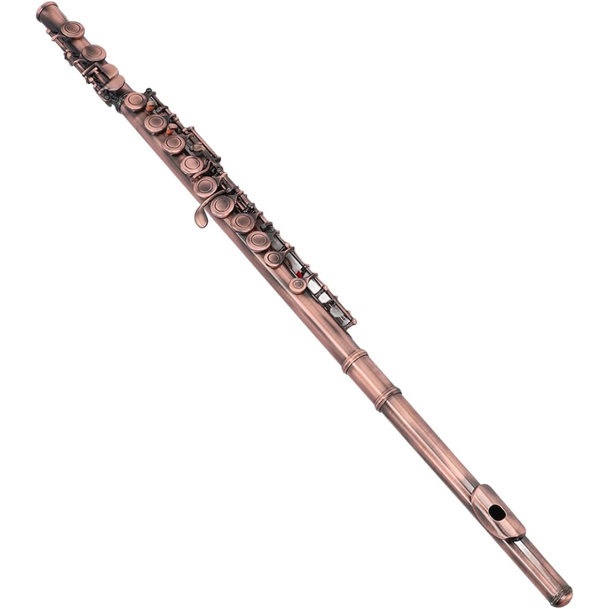 Closed Hole C Flute, Durable and Sturdy Cupronickel Versatile Student Flute 16 (Reddish Antique)